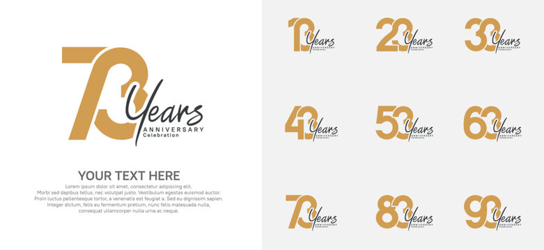 Anniversary logo set vector design, brown and black color for celebration event