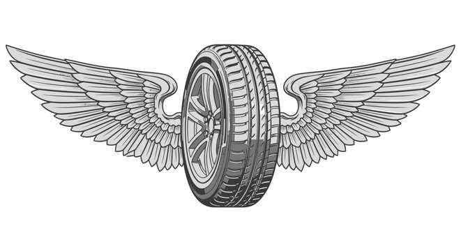 Tire with wings symbol vehicle speed.