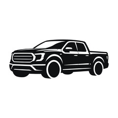 Fototapeta premium Modern pickup truck silhouette vector illustration for automotive and transport business.