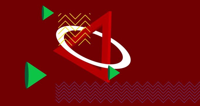 Geometrical graphic retro theme background animation with place for text. Minimal geometric elements frame video. Vintage abstract shapes for advertising.