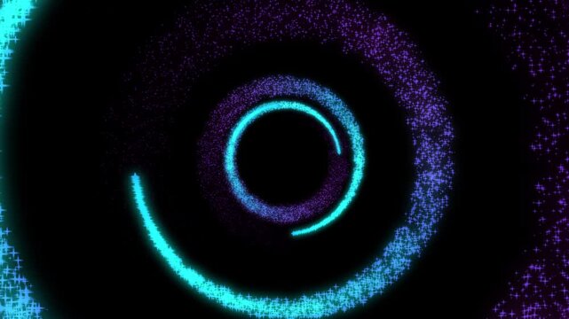 Glowing Blue Purple Circle Tunnel Animation with Glitter Particle Loop and Abstract Light Motion