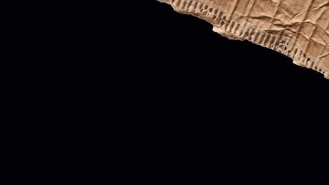 Dynamic Torn Corrugated Cardboard Moving on Black Background