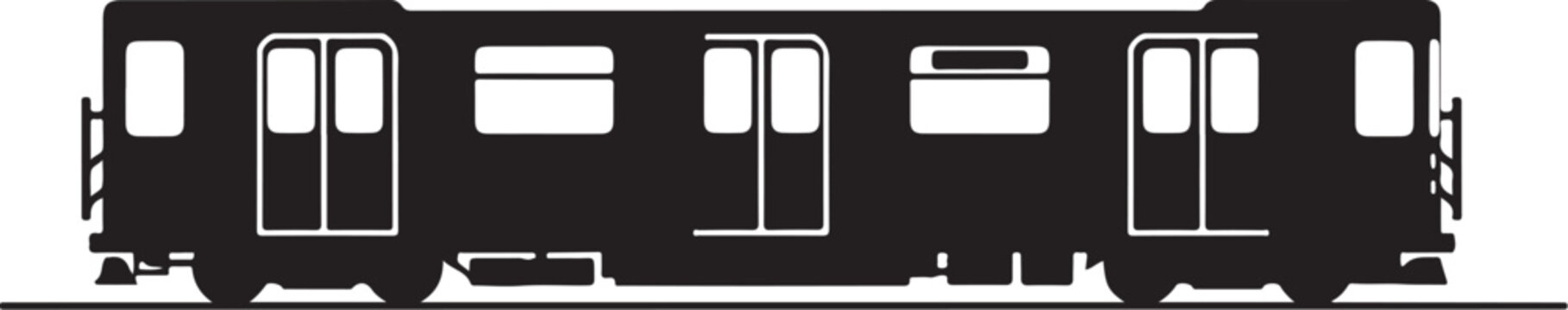 Black train carriage, vector train, railroad car, transportation icon