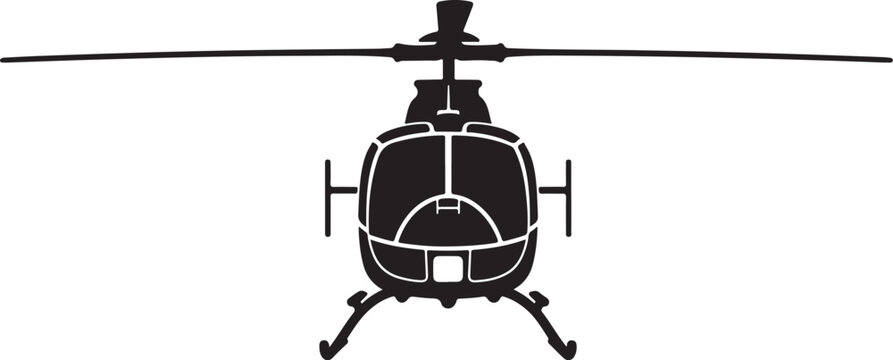 Black helicopter icon, helicopter silhouette, aircraft symbol, vector illustration
