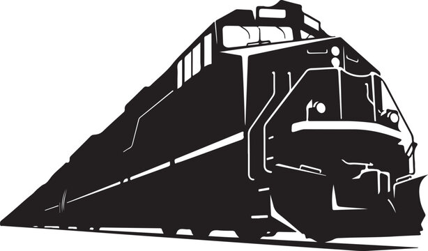 Black train, locomotive vector, transportation icon, rail travel