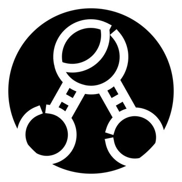 Abstract circular molecule connection icon representing chemical bonds, networked nodes and scientific structure for technology, biology, data, research, web and ui design contexts
