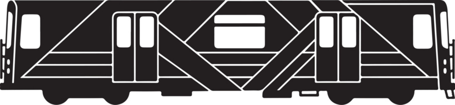 Black train carriage, side view, vector illustration, transportation icon, railroad vehicle