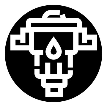 Industrial jackhammer drilling machine icon symbolizing construction work, maintenance, and heavy equipment operations, depicting a drop of fluid for lubrication or cooling