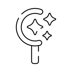 Obraz premium Magic wand displaying sparkling stars, representing enchantment, fantasy, wizardry, and dreams, an outline icon embodying magical spells and whimsical experiences