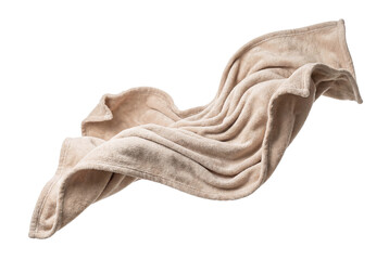 Soft beige plush blanket floating and rippling in air © PEE PHIBAN