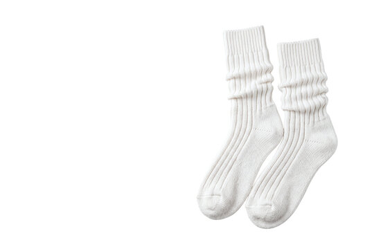Pair of white ribbed slouch socks