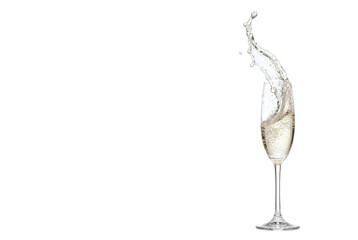 Champagne splashing out of an elegant tall glass © PEE PHIBAN