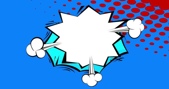 Cartoon background animation, comic book backdrop video. Retro comics pop art design.