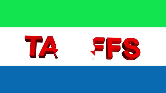 Sierra Leone Flag with letters: A vibrant representation of Sierra Leone's flag, composed of horizontal stripes in green, white, and blue, overlaid with bold, three-dimensional letters.