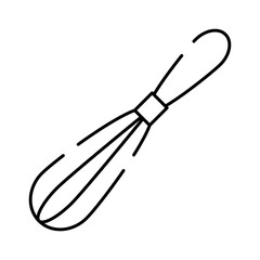 Fototapeta premium Kitchen whisk doodle line art icon illustrating a versatile culinary tool for mixing ingredients, whipping egg whites, and emulsifying sauces when baking and cooking