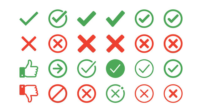 Green checkmark icons and symbols.