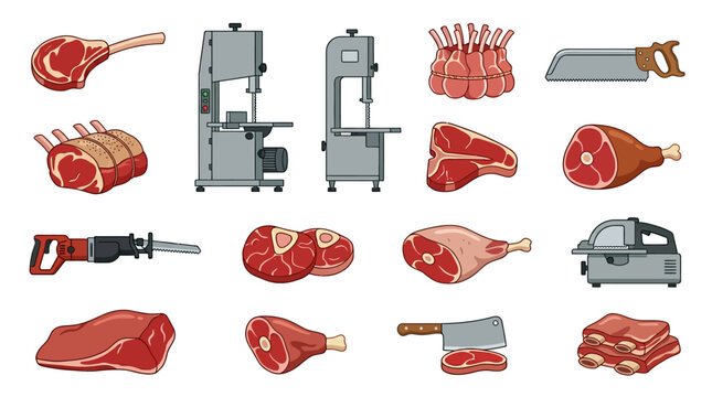 Meat Cuts and Butcher Tools.