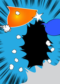 Cartoon background, comic book backdrop. Retro vector comics pop art design.
