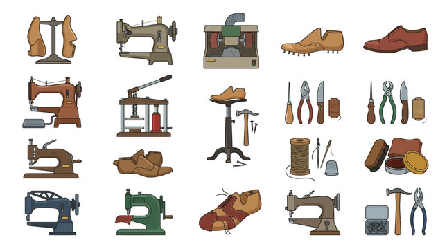 Shoe making tools and equipment.