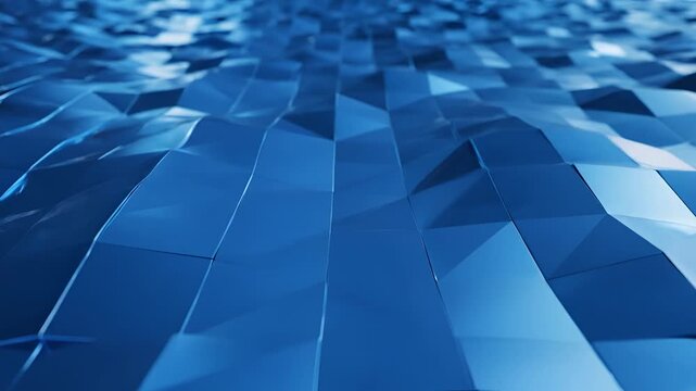 Abstract Blue Geometric Low Poly Surface Background Animation.