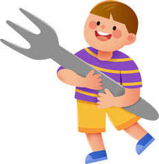 Boy with a Giant Fork
