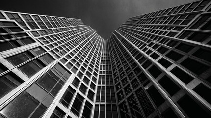 Fototapeta premium Modern Skyscraper Architecture Viewed From Below