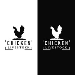 Fototapeta premium chicken logo with organic and natural farm concept