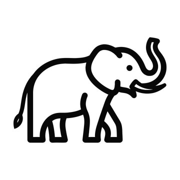 Black line art elephant illustration