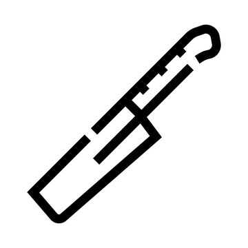 Kitchen knife line art icon illustrating culinary skills, preparing ingredients, and general cooking activities in a simple, recognizable graphic style