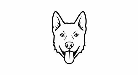 Fototapeta premium A bold, black and white illustration of a dog's face with its tongue out