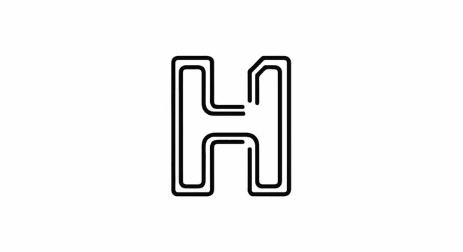 A bold, stylized letter H outlined in double black lines on a white background