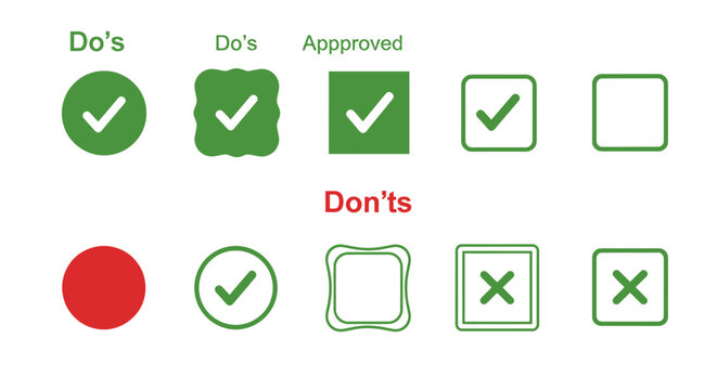 Do's and Don'ts checklist infographic with green checks and red prohibition symbols for guidance.