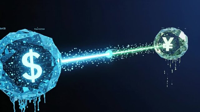 Macroeconomic Digital Fiat Swap Dollar To Yuan Holographic Settlement Beam Abstract