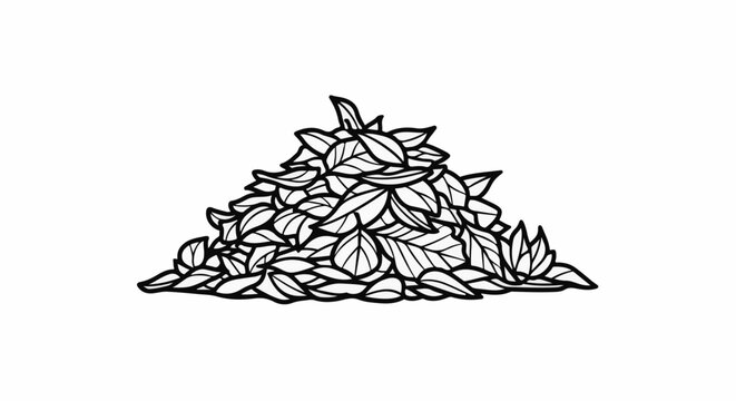A pile of loosely stacked leaves in a rough mound shape
