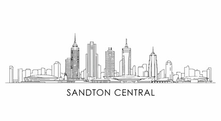 Fototapeta premium A minimalist line drawing of a city skyline featuring distinct tall buildings