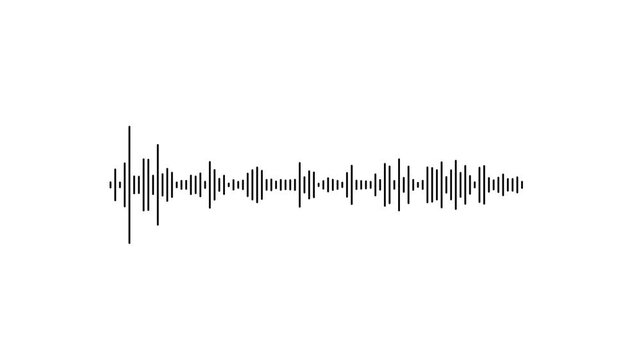 Modern black audio visualizer on white background with sound wave visualization, seamless waveform loop for music equalizer, abstract digital audio spectrum animation for creative video projects. 4k