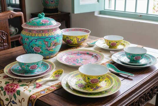 traditional Peranakan porcelain plate