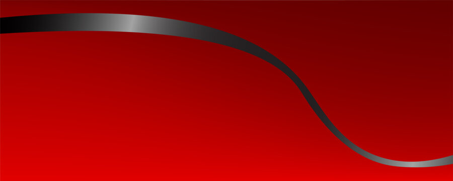 Abstract red background with black ribbon in the form of waves. Vector illustration of background