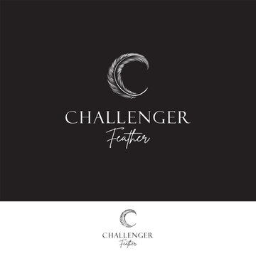 feather logo forming the letter C vector design inspiration