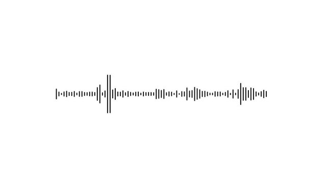 Sleek black audio visualizer on white background, sound wave visualization, audio visual waveform loop, sound equalizer, modern digital sound wave animation for creative multimedia projects. 4k