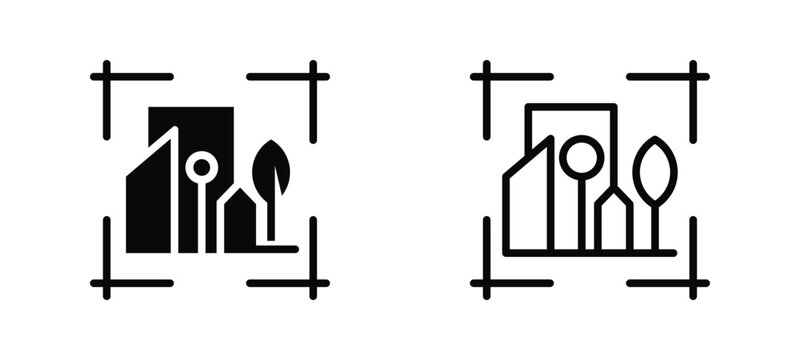 City Planning Simple and clear vector icon multi style outline and glyph