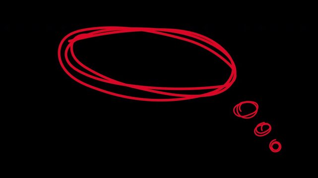 Hand-drawn red bubble circular highlight with doodle style 4K video on alpha channel background.