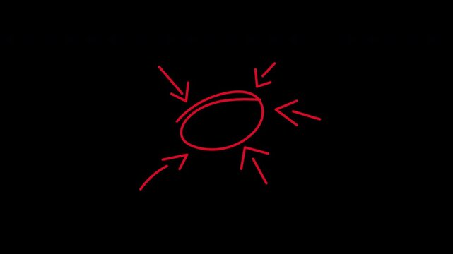 Red circular arrow hand-drawn animation, smooth loop and clean highlight  isolated on transparent background 4K resolution.