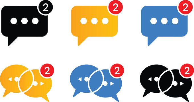 Notification bubbles a collection of colorful chat icons with unread message alerts