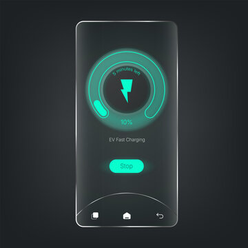 Electric vehicle charging mobile interface with progress indicator