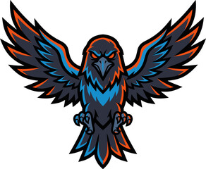 Obraz premium Majestic Crow Mascot Graphic - Fierce Bird of Prey Illustration