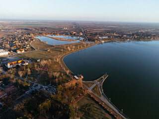 Obraz premium Aerial drone view Landscape on Lake Palich, Subotica, Serbia, Europe