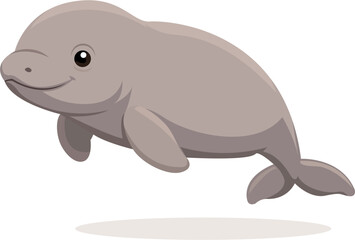 Fototapeta premium dugong cartoon illustration in clean vector style