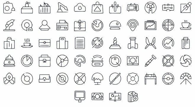 Collection of business and technology icons.