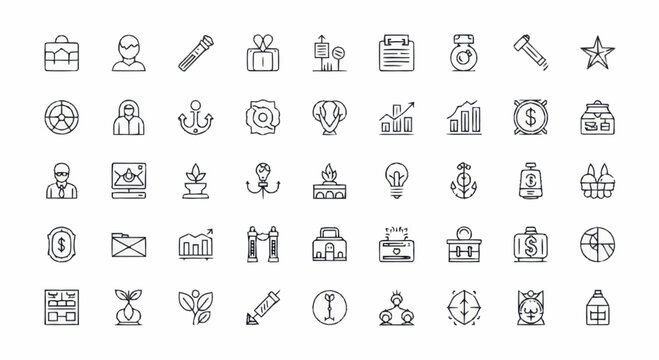 Business icons on white background.